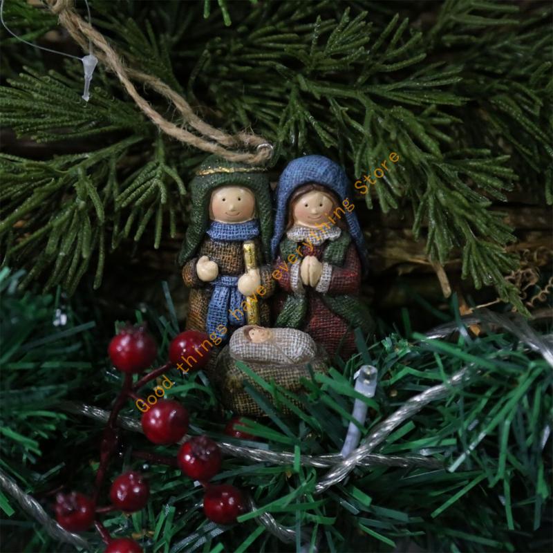 

55KF Resin Christmas Nativity Scene Pendant Ornamentation For Tree Manger Scene Decoration Indoor Holiday Homes Decors China Mainland
