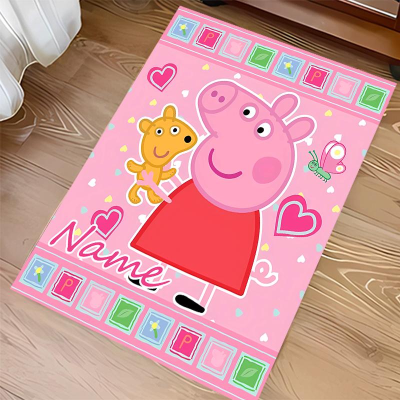 Custom personalization Peppa Pig Print Area Rug - Soft, Washable Non-Slip Indoor Mat,Living Room,Home&Office Decorative Rug