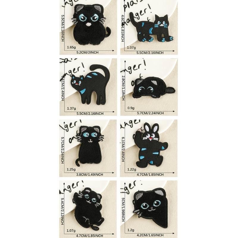 8 Pcs Cartoon Animal Embroidered Patches Cats Iron on Patches Clothing Patches Kitten Sewing Patches for Clothes Bag