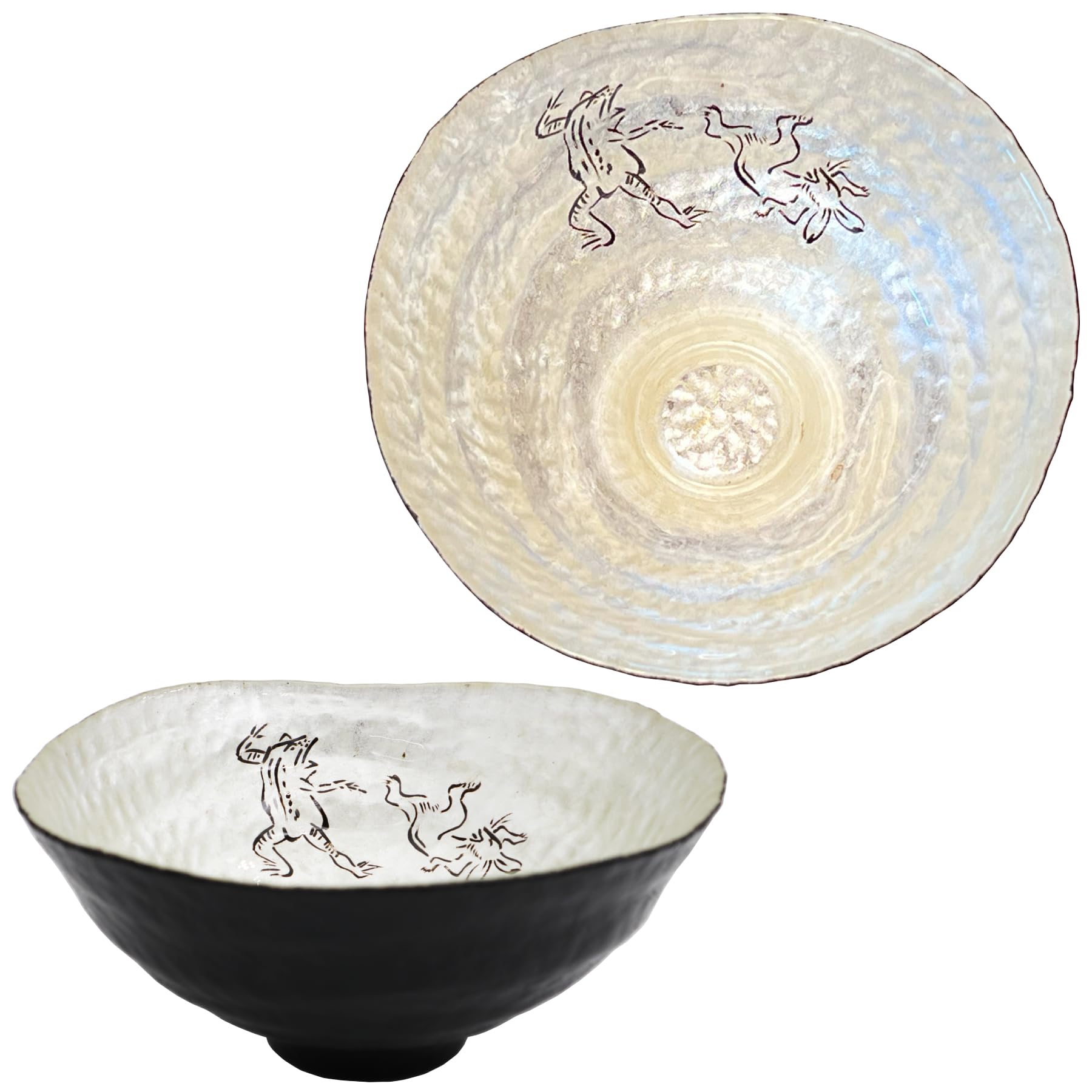 

Kasyou Studio Choju Giga Glass Matcha Bowl by Yoshida Glass Tea Ceremony Bowl Maki-e Hanamasa,