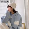 Koreanisches Sweatshirt Damen Winter Wolken Pullover Damen Plus Samt Warm Langarm Oberteile Lässige Kapuzenpullover