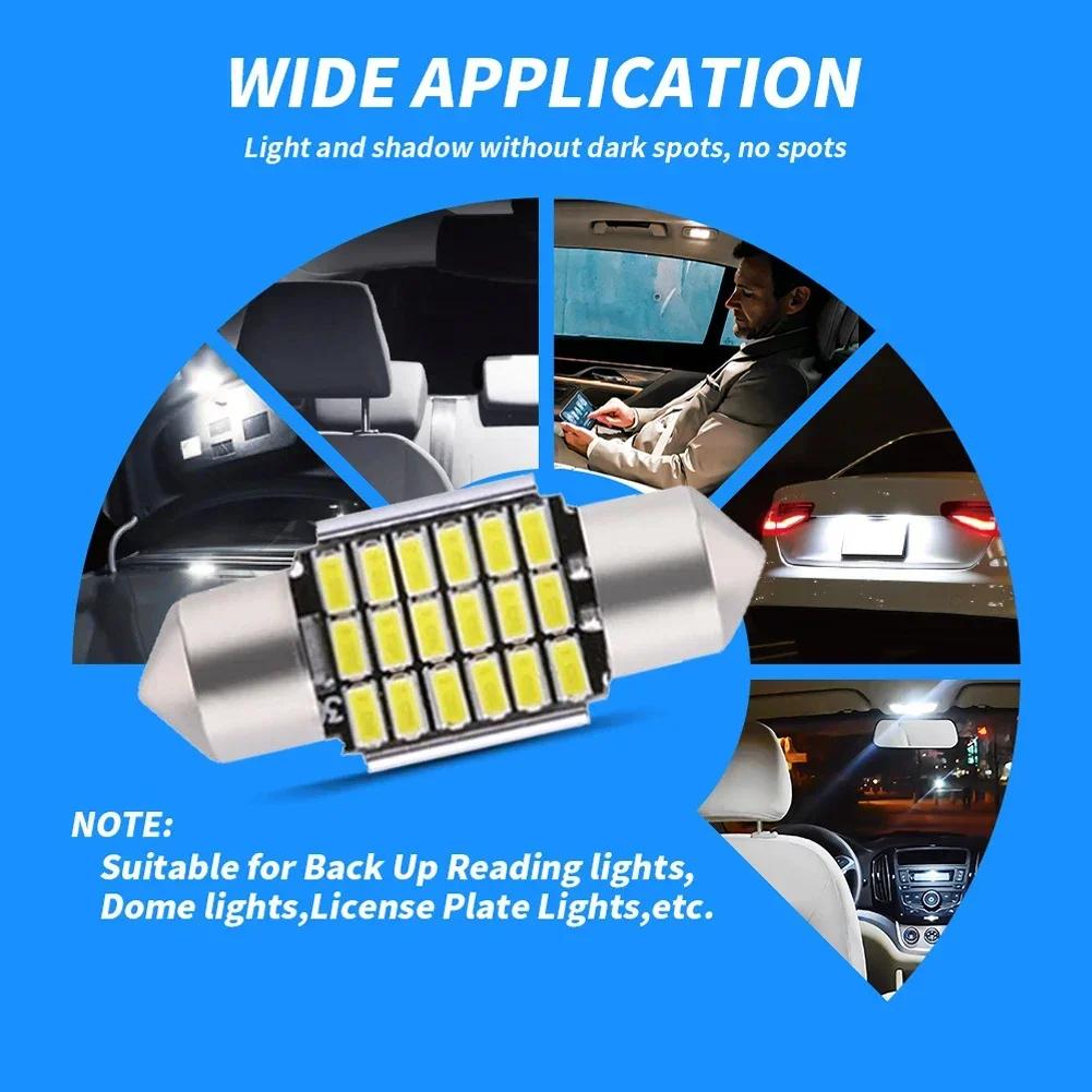 1/2PCS C5W LED Bulbs Canbus 31/36/39/41mm Car Interior Dome Trunk License Plate Lights 12V 300LM 6500K White Festoon LED