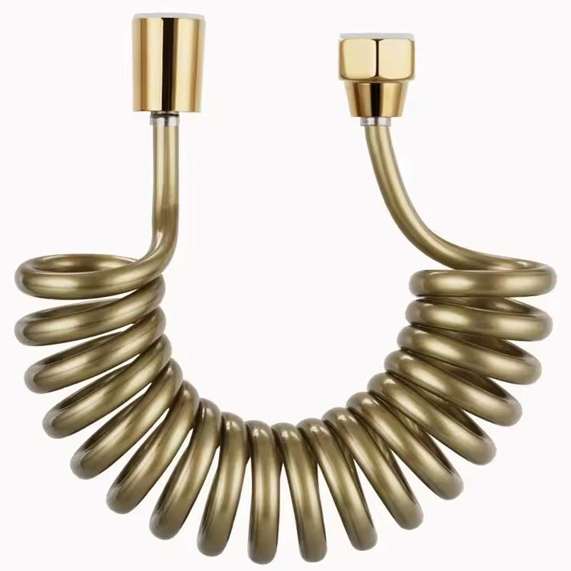 Модернизированный пружинный выдвижной душевой шланг 1,5/2/3/5 м спиральный гибкий шланг для душевой лейки туалета биде водопроводная труба сантехника ванная комната 150CM золотистый