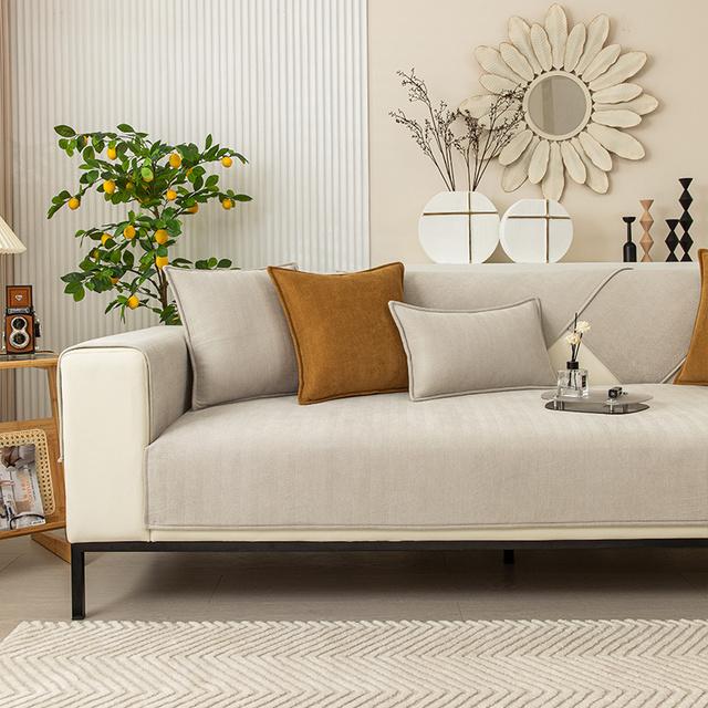 

Скандинавский чехол для дивана из синели для гостиной, однотонная подушка для дивана, L-образный чехол для дивана, нескользящий подлокотник для дивана, коврик для спинки 90x210cm 1pc