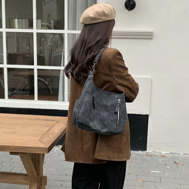 Designer Suede Leather Female Side Bags Retro Shoulder Bag for Women Handbag Casual Ladies Large Capacity Tote Bag Sac KTY