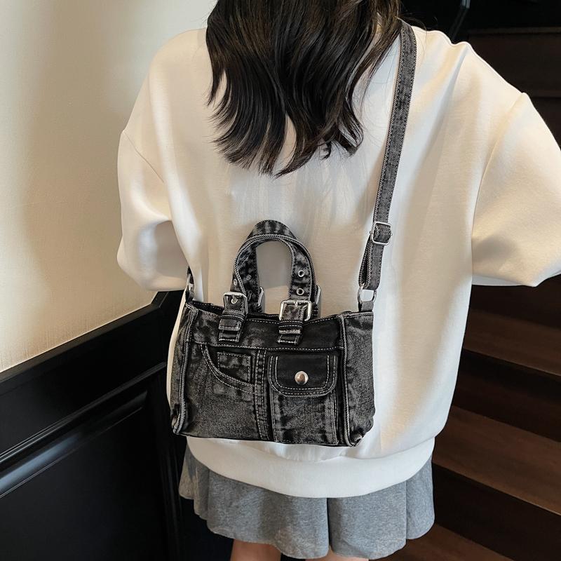 Bolso Cuadrado Pequeño de Mezclilla Bolso de Hombro Cruzado para Mujer