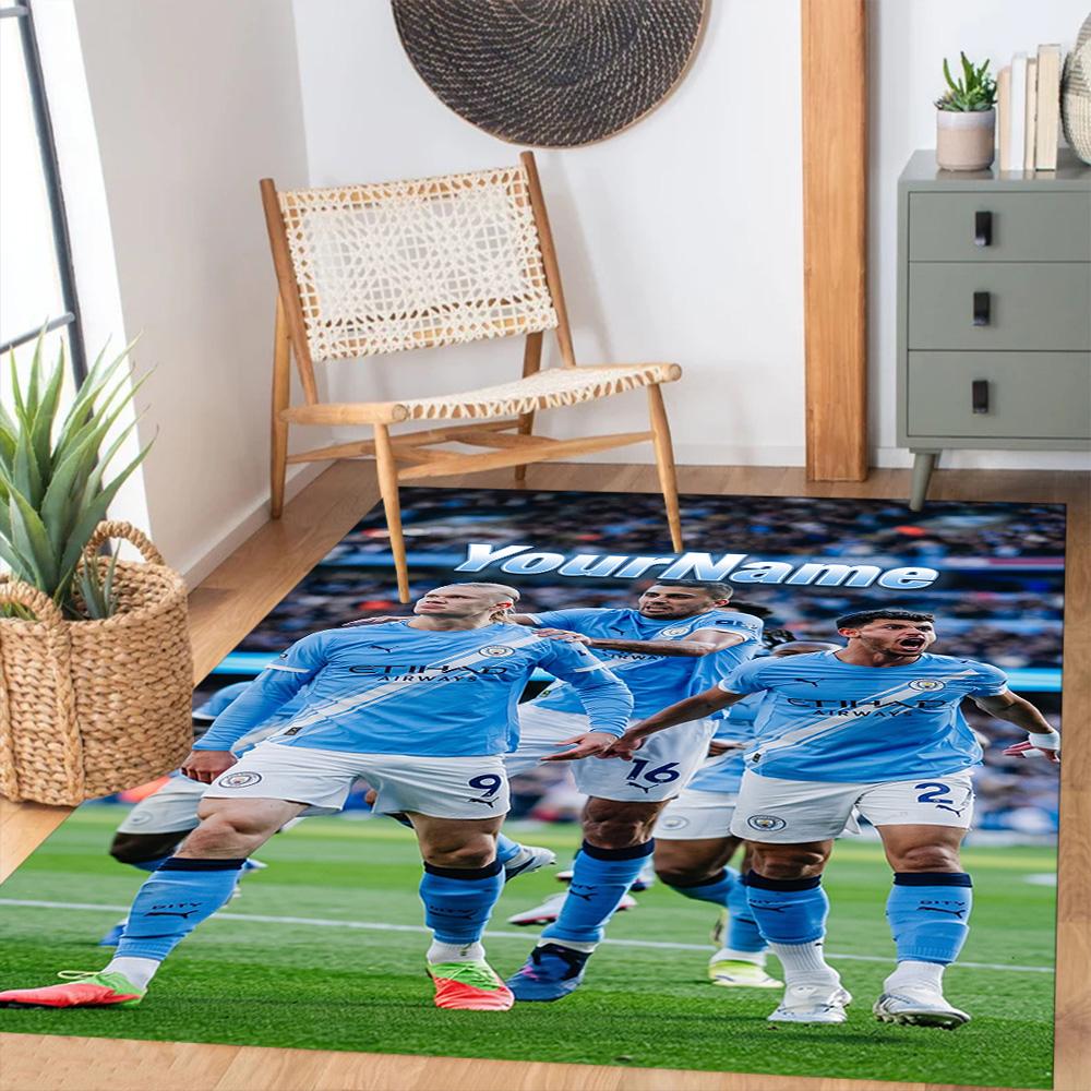 Manchester City Customize Your Name Floor Mat Design for Bedrooms Game Room Dormitory Foyer Antislip Carpet Decorate Offices Wedding Party Gift