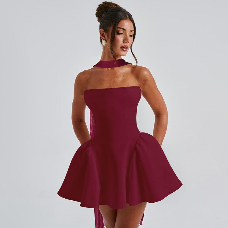 New Fashion Back Zipper Strapless Short Dress