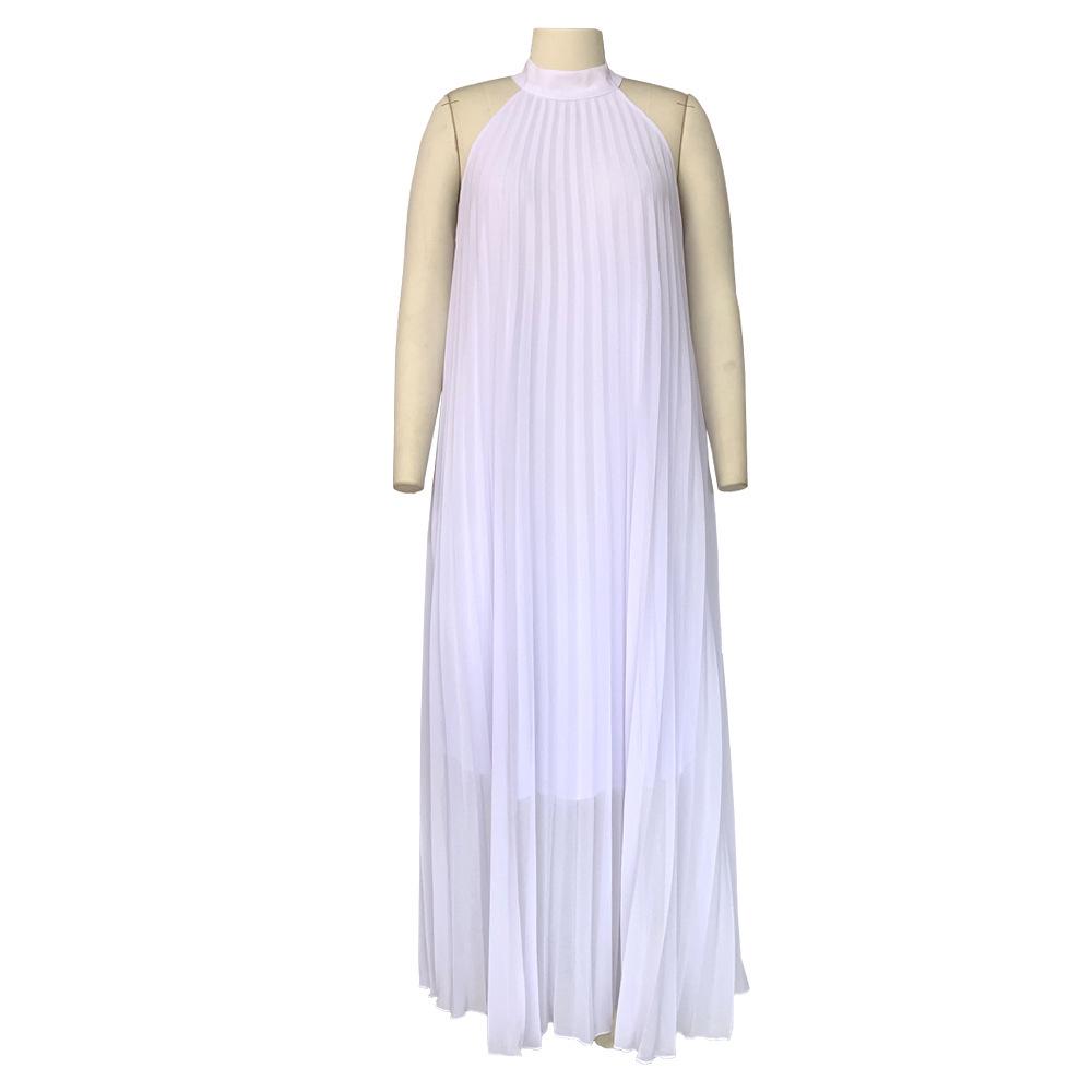 Elegantní plisované šaty bez rukávů pro ženy plus size s podšívkou