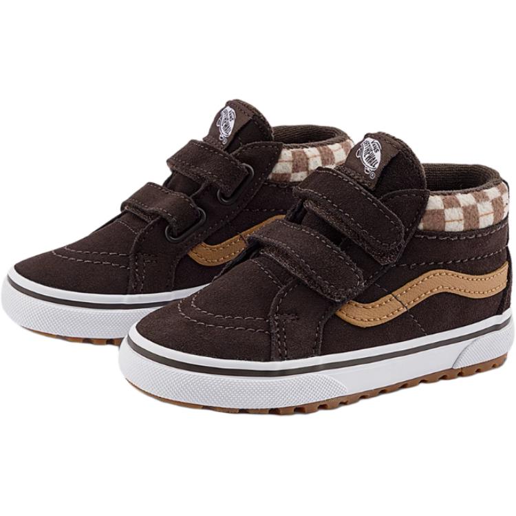 Vans Classics Comfortable Versatile Anti-Kick Shock-Absorbing Mid-Top Walking Shoes Baby Shoes Dark-Brown VN000D11BF2