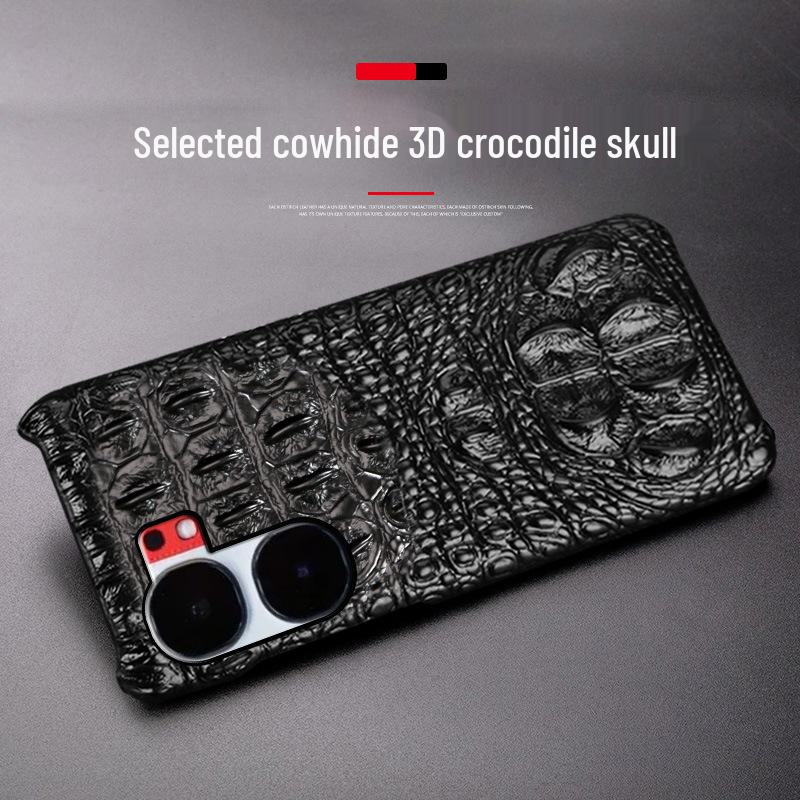 Genuine Leather Crocodile Skull Half Package Case for iQOO Neo8/Neo8Pro