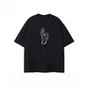 Vintage Chinese Ink Broken Dagger Vertical Text Print Tshirt Unisex Black Cotton Loose Oneck Casual Short Sleeve Graphic Tee