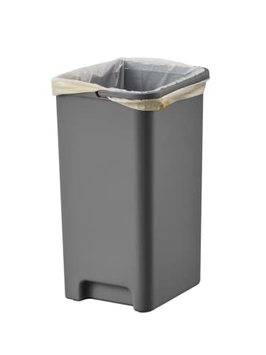EKO Hana Recycler Duo Pedal-Operated Trash Can, Step Bin, Blue/Gray, 10L+10L with Lid, No Inner Box, EK6200-10L+10L-TB/GY
