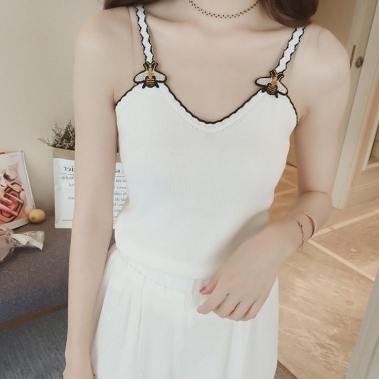 Sommer Neue Mode Cartoon Gestricktes Camisole Damen Kurz Slim Fit Vielseitiges Unterhemd Top