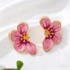 Drip Oil Flower Earrings for Women, Drip Oil Craft Metal Flower Earrings, Suitable for Daily Wear, Weddings, Parties, and Dates