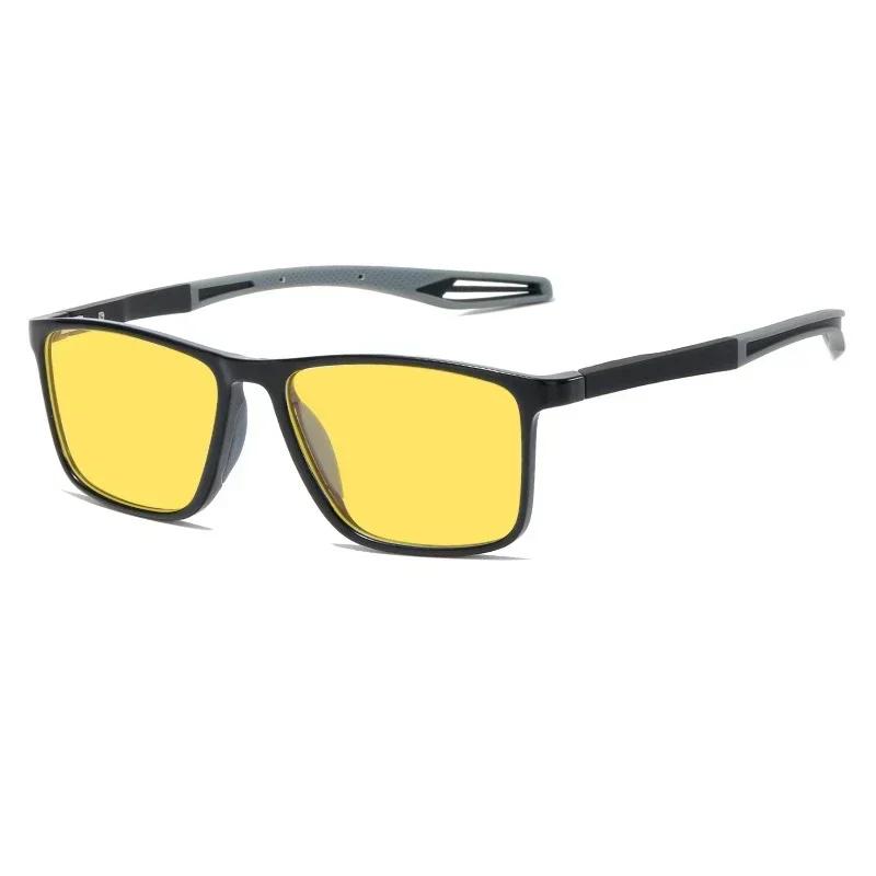 

Women Men Night Vision Sun Glasses Unisex Outdoor Square Car Driving Eyewear Shades Retro TR90 UV400 Sun Glasses for Male as picture