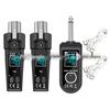 Wireless System Power Amplifier with Transmitter, Receiver, Dynamic Microphone, and Condenser for Musical Instruments.