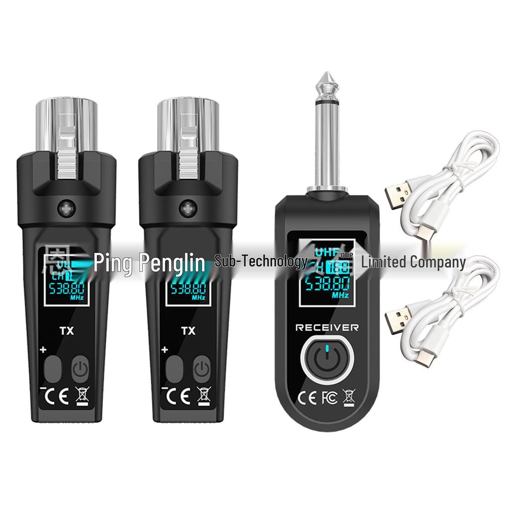 Wireless System Power Amplifier with Transmitter, Receiver, Dynamic Microphone, and Condenser for Musical Instruments.