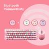 Perixx Bluetooth Wireless Mini Keyboard and Mouse Retro Round English Layout PERIDUO-802PK Set, Keys, Pink,