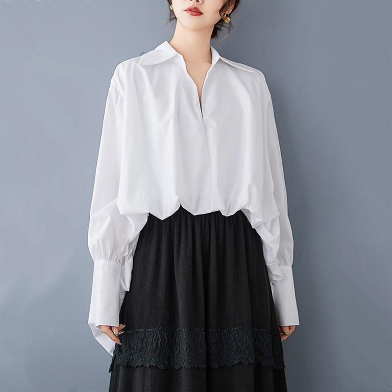 Long Sleeve Plus Size Vintage Asymmetric Shirts & Blouses for Blouse Casual Loose Spring Autumn Tops Women Shirt
