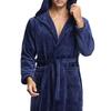 Erkekler için Kapüşonlu Uzun Kollu Kemeri Cepli Düz Renk Hızlı Kuruyan Flanel Sabahlık