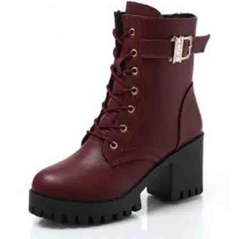 Otoño e Invierno Botas Cortas de Tacón Alto Botas de Cuero para Mujer  Estilo Británico Botas Martin de Tacón Grueso Botas de Nieve comprar a buen  precio — entrega gratuita, reseñas reales
