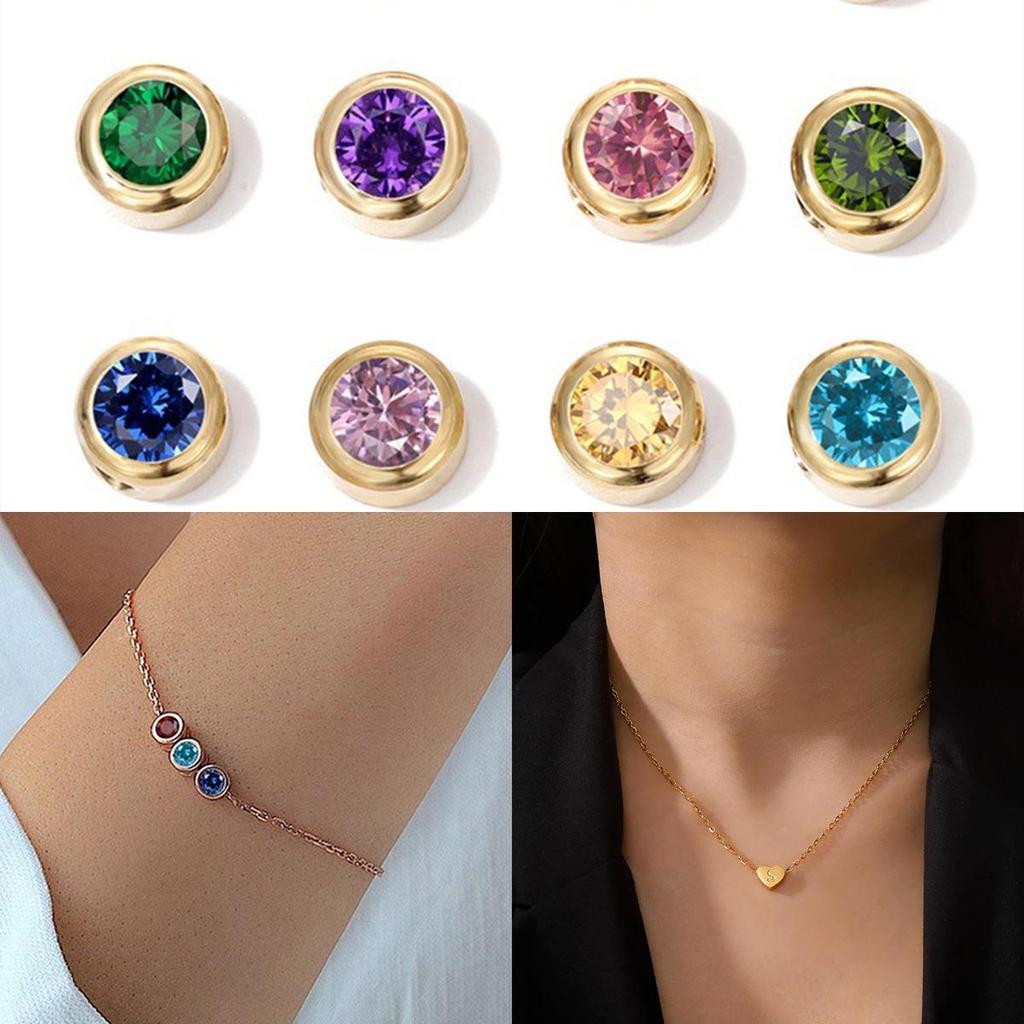 Stainless Steel Rhinestone Inlaid Necklace and Bracelet DIY Round Pendant Charms