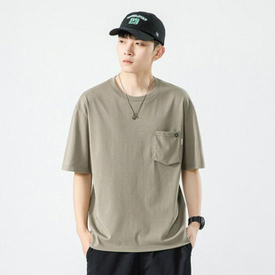 Men's Trendy Black Ice Silk Cotton Crew Neck Loose Fit Printed Short Sleeve T-Shirt