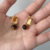 2024 New Europe Style Geometric Metal Tiger Eye Stone Earrings For Women Personality Drop Earrings Jewelry Gift