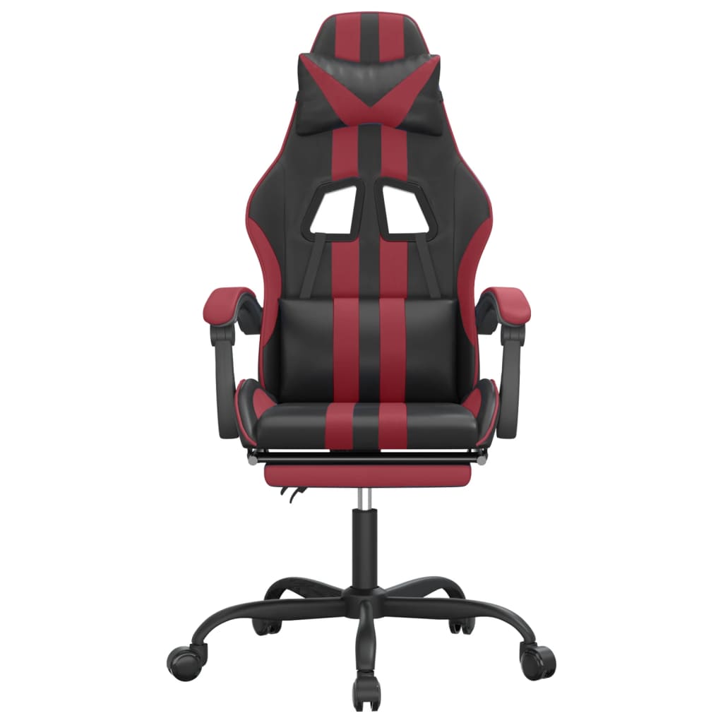 Gaming Chair with Footrest Swivel Black & Burgundy Artificial Leather