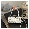 Women's Faux Leather Polka Dot Pillow Bag Stylish Handheld Shoulder Crossbody Purse Fashionable Casual Bag