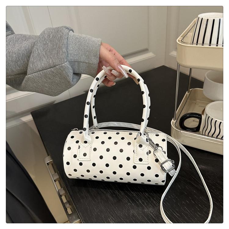 Women's Faux Leather Polka Dot Pillow Bag Stylish Handheld Shoulder Crossbody Purse Fashionable Casual Bag