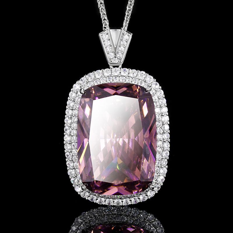 New Jewelry Copper Bottom Gold-Plated Fashion Imitation Color Treasure Temperament Pendant Necklace Main Stone 20 * 28