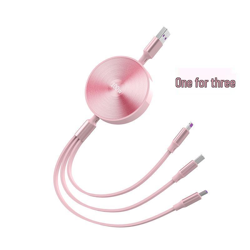 3-in-1 100W Fast Charging Cable, Compatible with Apple and Huawei, 6A Single Pull Design