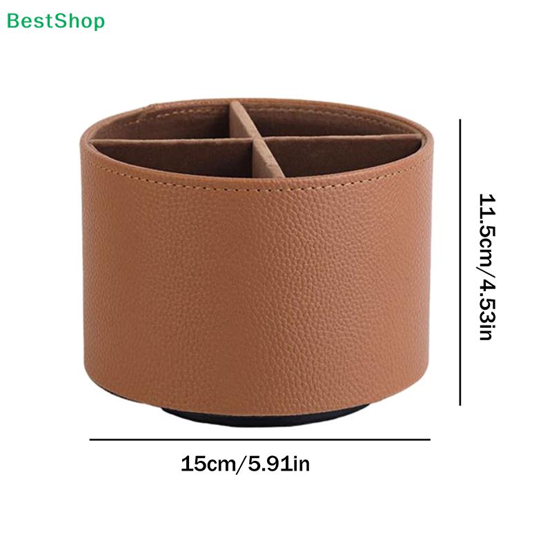 Minimalist Faux Leather Makeup Caddy – Rotating 5-Slot Organizer for Cosmetics & Beauty Tools