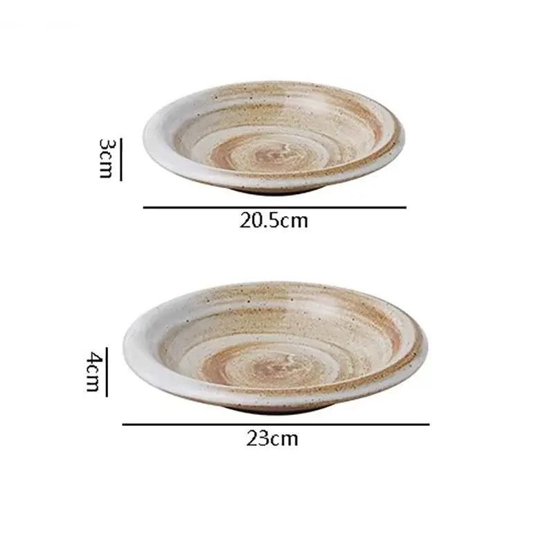 Vintage Reverse Mouthed Ceramic Dinner Plate Salad Shallow Dessert Plates Pasta Specialty Tableware