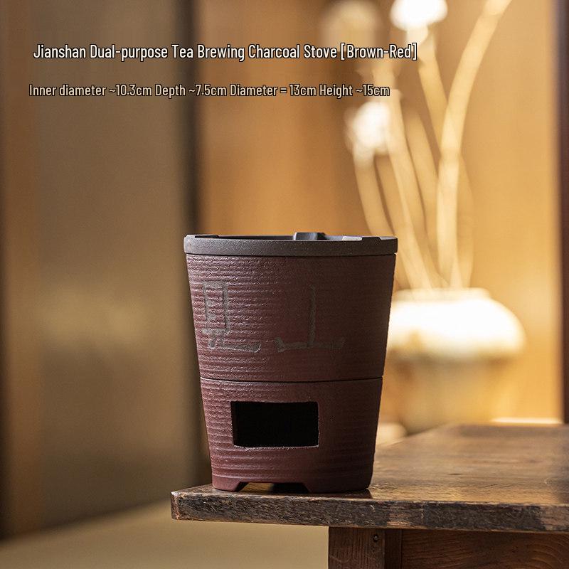 Guanlan Coarse Pottery Dual-use Charcoal Stove & Side-handle Teapot for Outdoor Tea Brewing