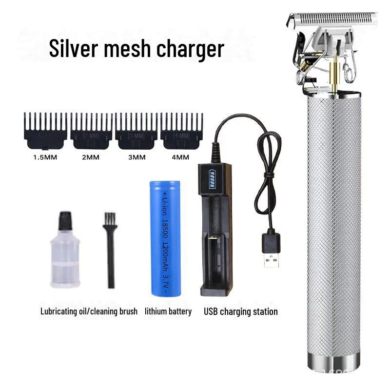 Elektrischer Haarschneider für Glatzen mit Schneidemesser, wiederaufladbar und für den grenzüberschreitenden Einsatz geeignet.