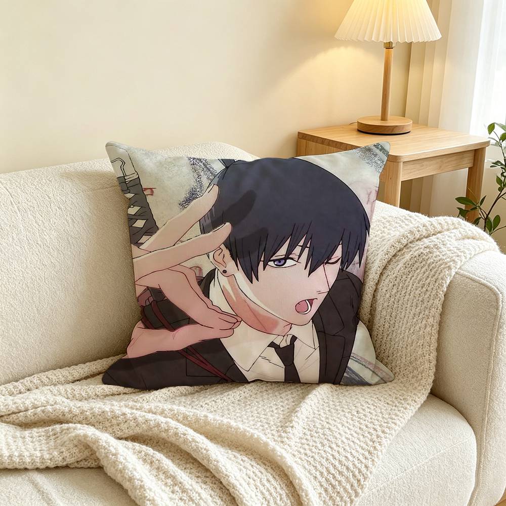 C-Chainsaw Man Aki Hayakawa Pillow Case Square Double-Sided Sofa Cushion Cover Bedroom Bedside Pillow