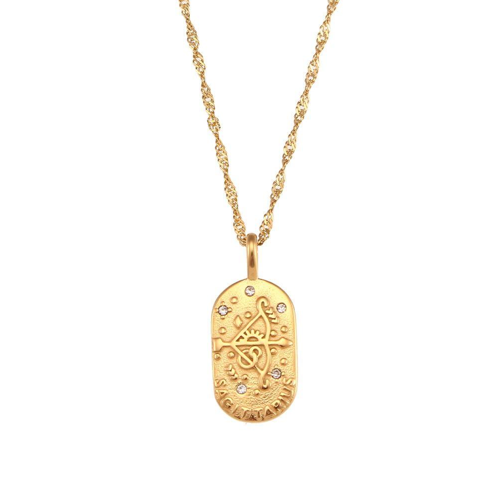 Personality Square Pendant Embossment Pendant Necklace Hypoallergenic Daily Jewelry  Women