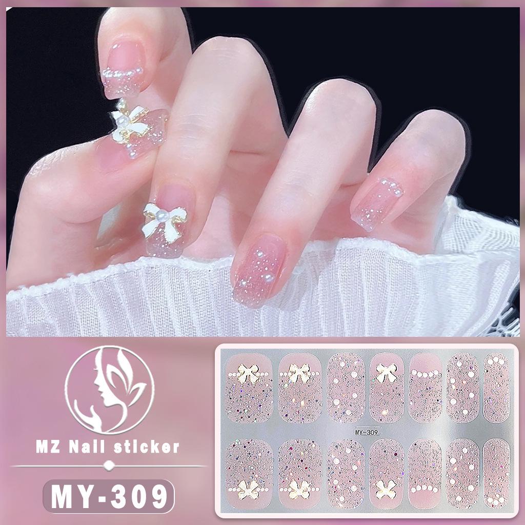 Panda Butterfly 5D No-Bake Nail Stickers - Full Cover, Waterproof, Faux Diamond Design