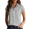 Womens Spring Tops Summer Shirts for Women Button Down Blouse Short Sleeve Striped Womens Summer Tops Dressy Casual