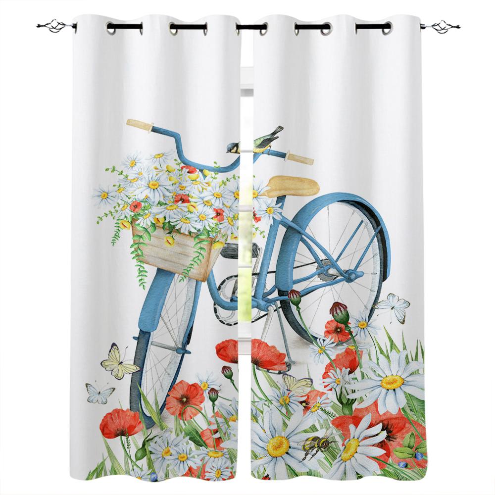 Bicycle Window Curtains Living Room Decor Curtains for Bedroom Luxury Home Decor Flat  Window