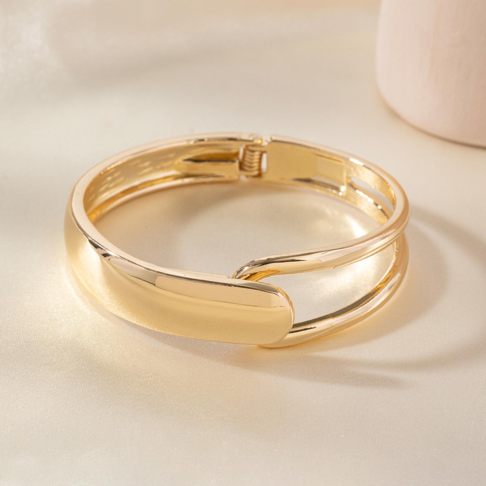 Simple Metal Geometric Open Bangle for Women Girl Irregular Chunky Cuff Bracelets Classic Water Drop Trendy Bangle Jewelry