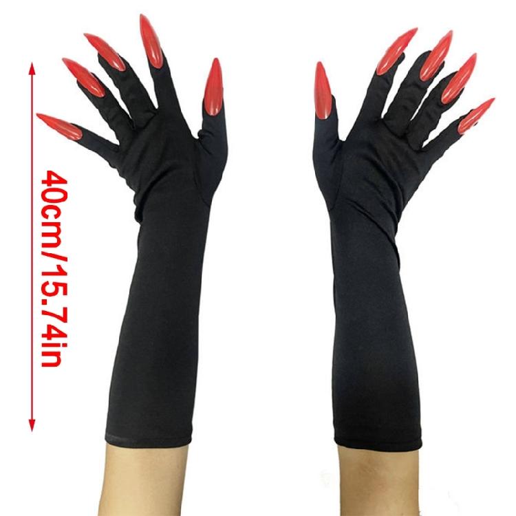 Cool Halloween Gloves Long Section Spooky Claw Dress Up Gloves Fashionable Long Nails Cosplay Halloween Funny Gloves