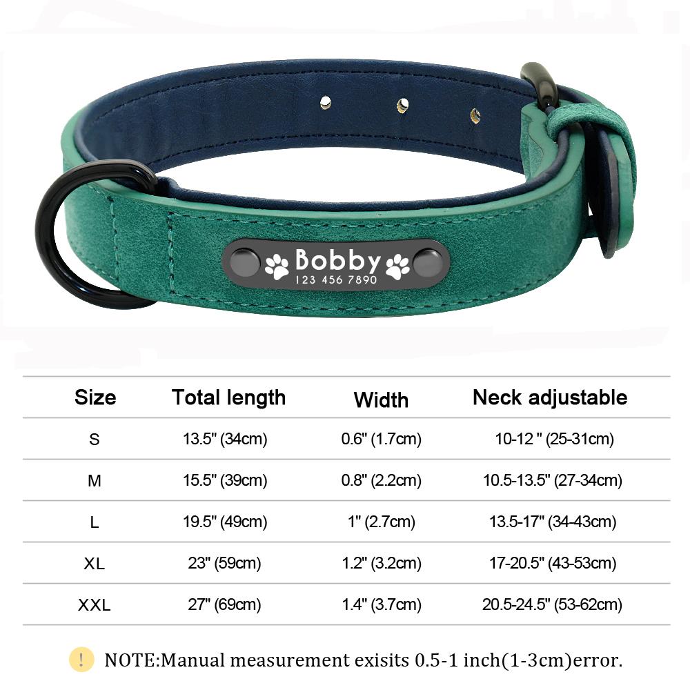 Custom Leather Dog Collar Personalized Collars with Free Engraved Nameplate for Small Medium Large Dogs Pitbull Labrador XS-XXL