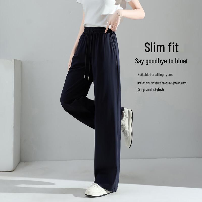 Baleno Women's Ice Silk High-Waisted Wide Leg Pants