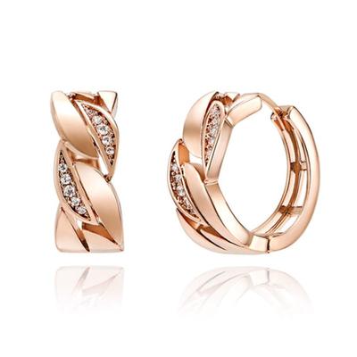 ELLE Jewelry 14K Twist One-Touch Earrings (Gold Pin) ELGPEE410