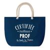 Blue Beach Bag with Rope Handle Certified Best Prof End of School Year Colleague Teacher | Large Carry Bag &; Sport