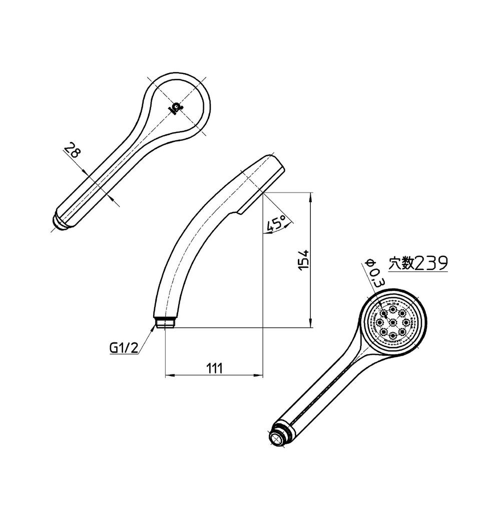 SANEI Shower Head Water Saving Rainy Basic Shower Hole Soft To the White 0.3mm Touch, PS300-80XA-MW2